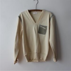 Vintage Cream Italian V-Neck Sweater
